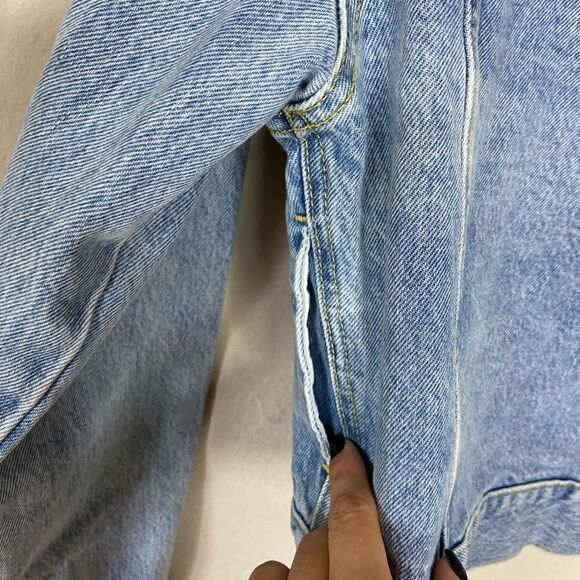 Maje Vavini Denim Jean Blue Jacket Cropped Patch Detail Size M - Picture 10 of 14